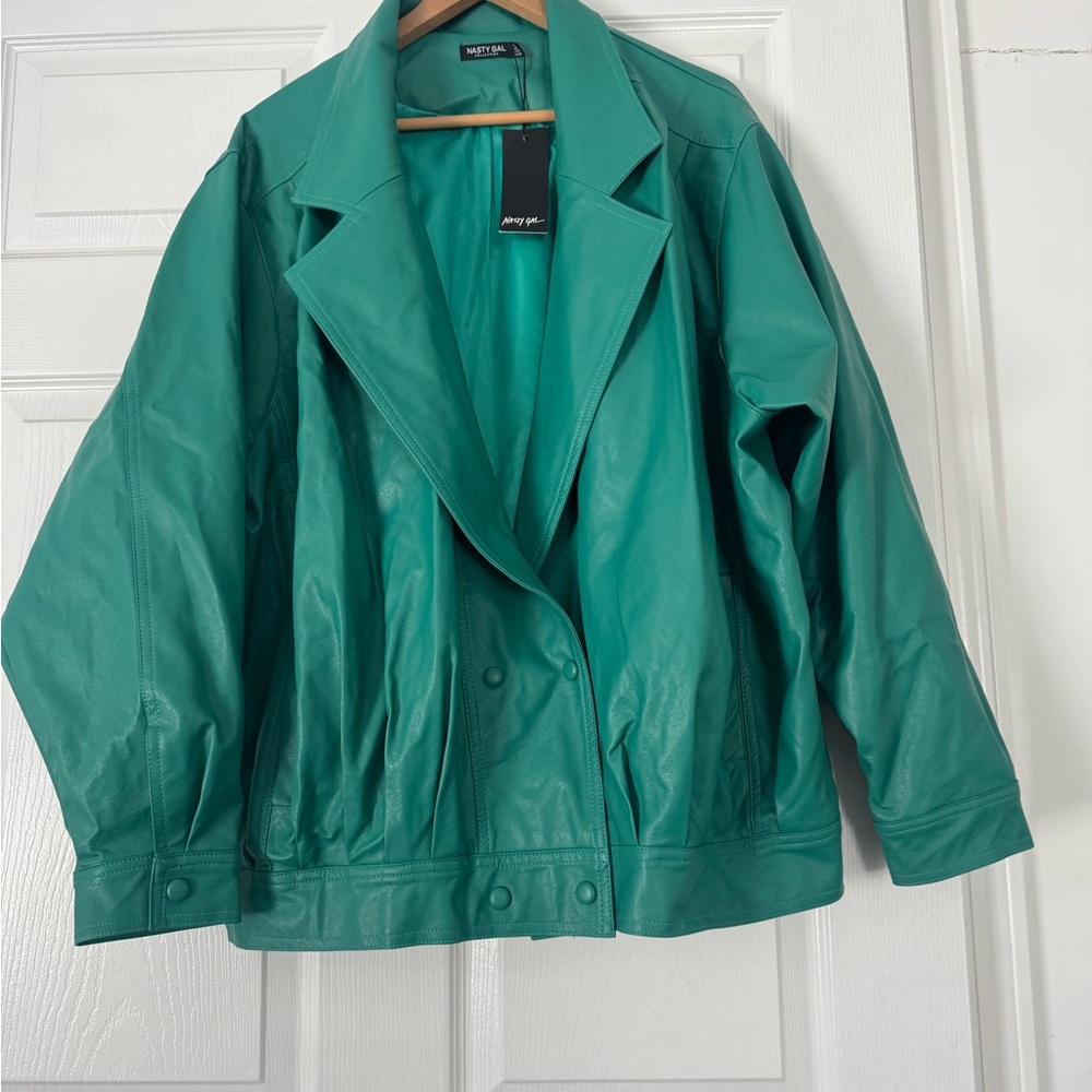 Nasty Gal Teal Leather Jacket